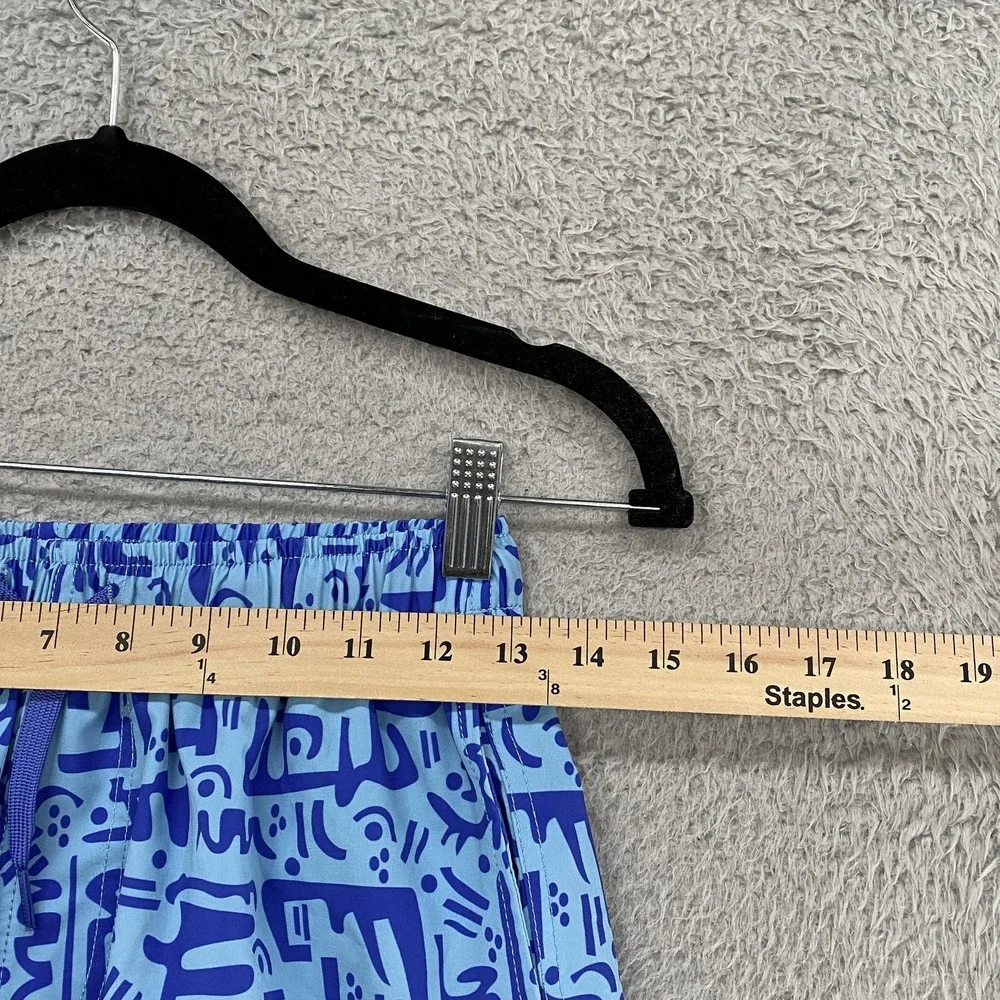 Bearbottom Swim Shorts Mens Small Blue Abstract‎ Print 5.5 Inseam Lined Trunks